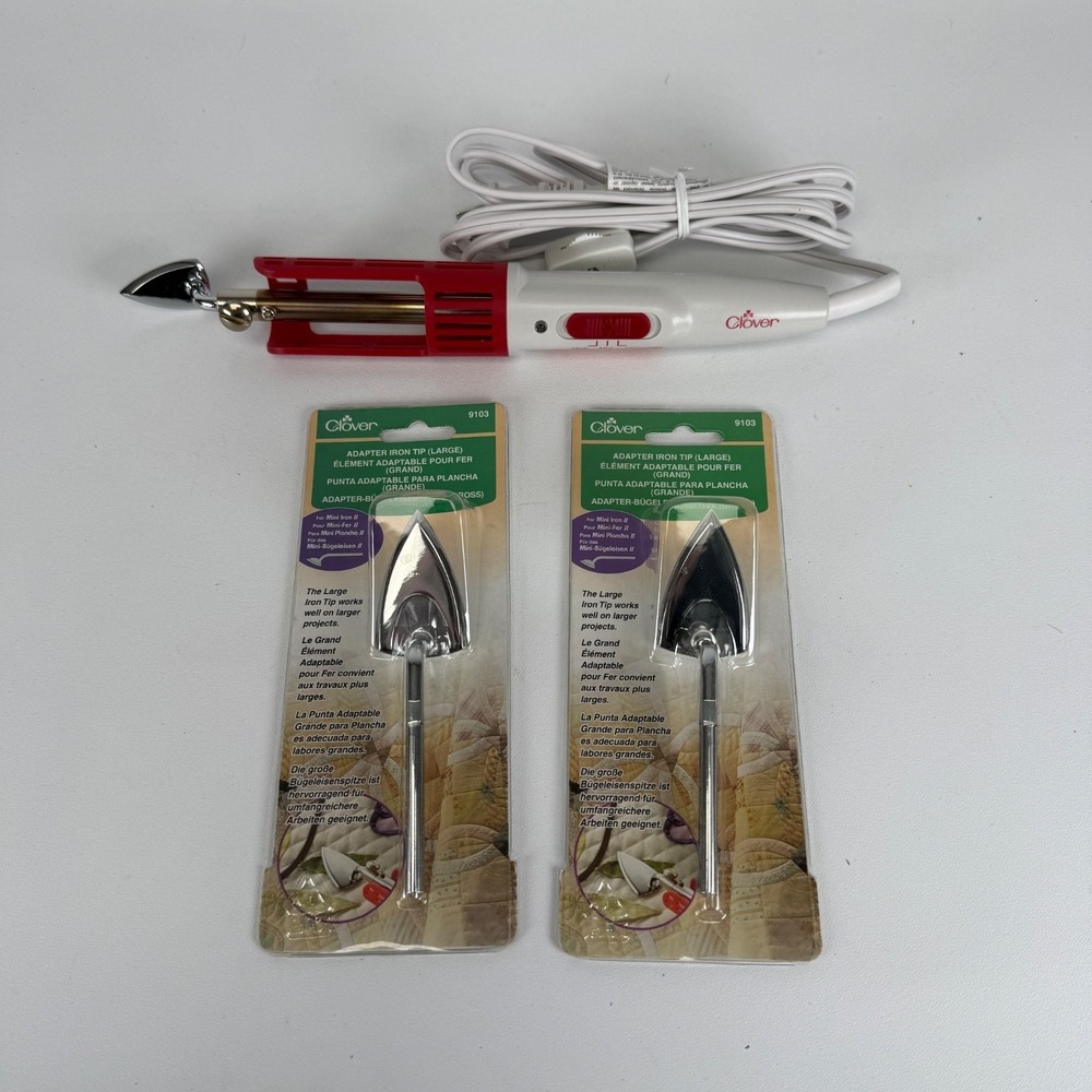 Clover Mini Iron II The Adapter - 9100 Crafting Quilting with extra‎ tips